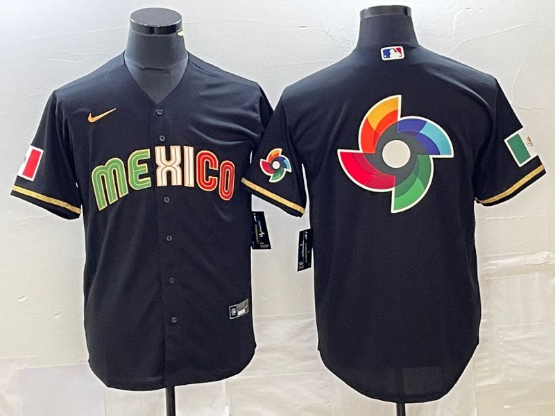 Men 2023 World Cub Mexico Blank Black gold Nike MLB Jersey14->more jerseys->MLB Jersey